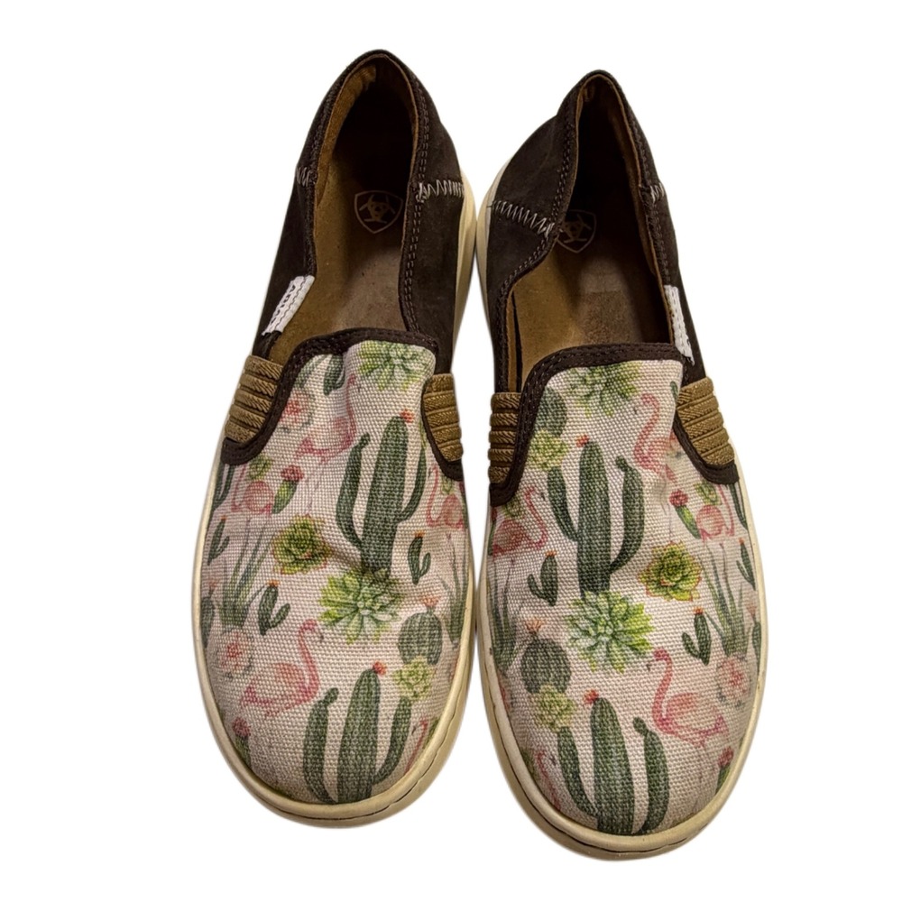 Ariat Cruiser Slip On Shoes 9B Cactus Flamingo Desert Print Leather Canvas